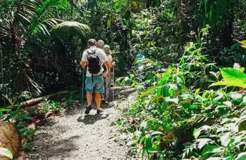 Seniors walking along the edge of an accessible trail