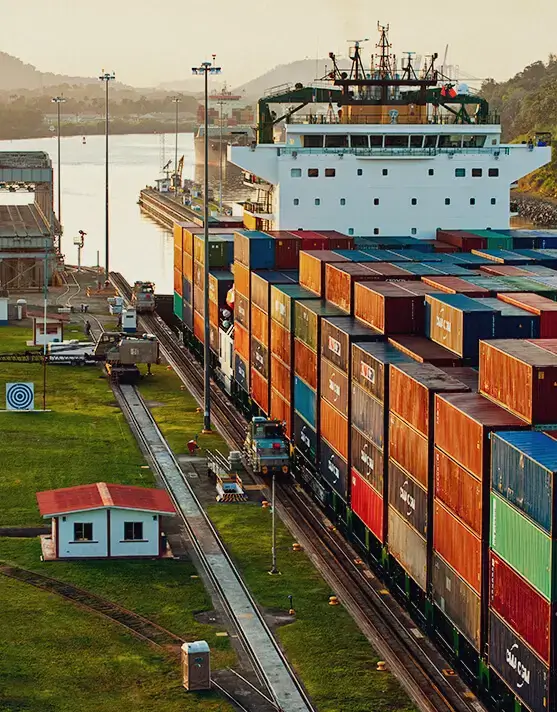 View of the Miraflores Locks on the Panama Canal
